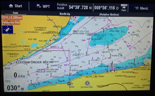 Navionicskarte auf Raymarineplotter