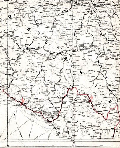 Landkartenausschnitt Jugoslawien